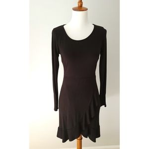 Lulu's black faux wrap ruffle dress small